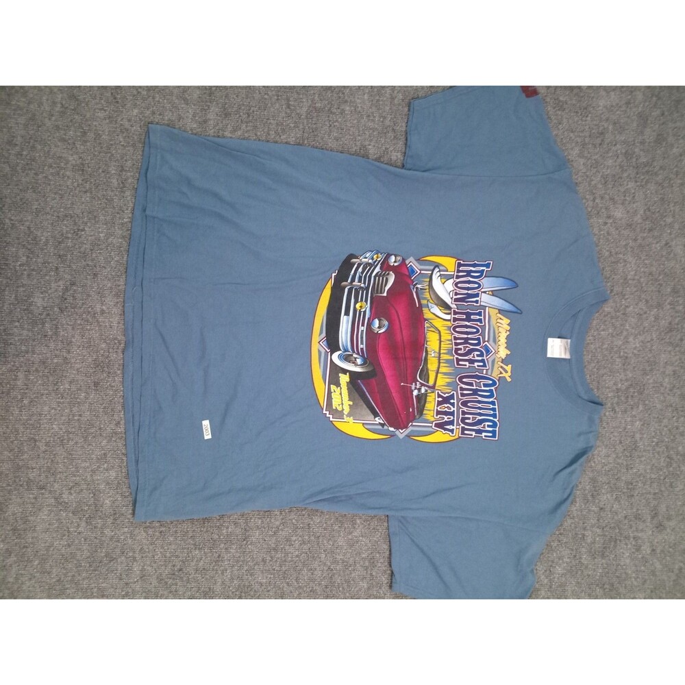 Vintage Ron Horst Cruise XIV 2002 Graphic T Shirt Mens 2XL Blue Car Show Tee